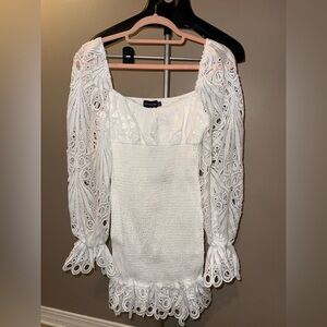 PrettyLittleThing White Textured Dress